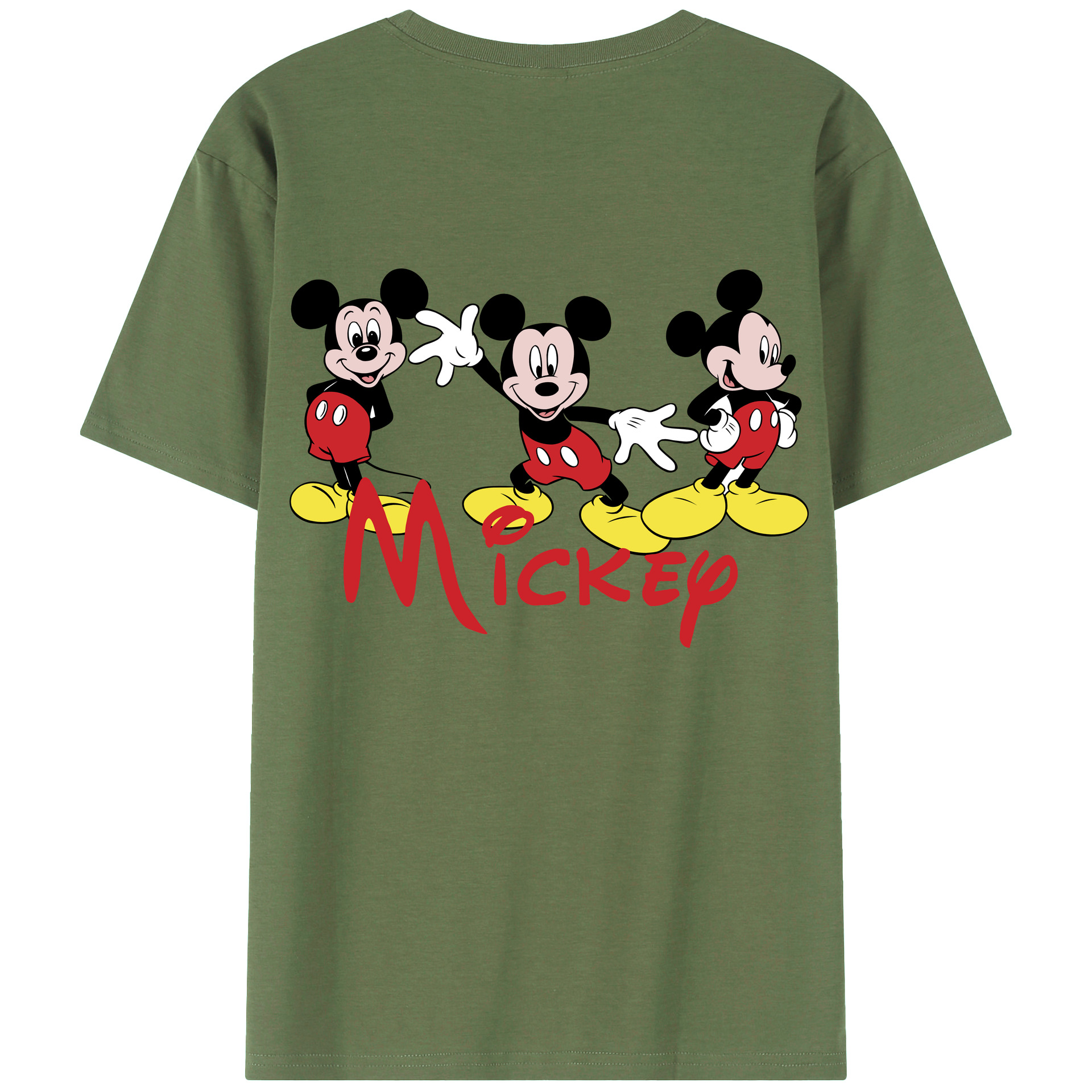ミッキーマウス Mickey Mouse 綿100％ メンズ半袖Tシャツ（バックプリント） 通気性